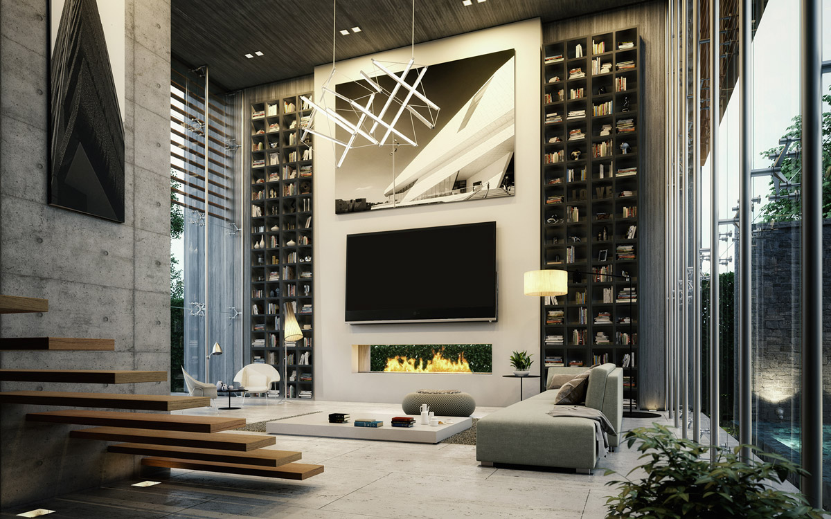 Luxe interieurs met hoog plafond